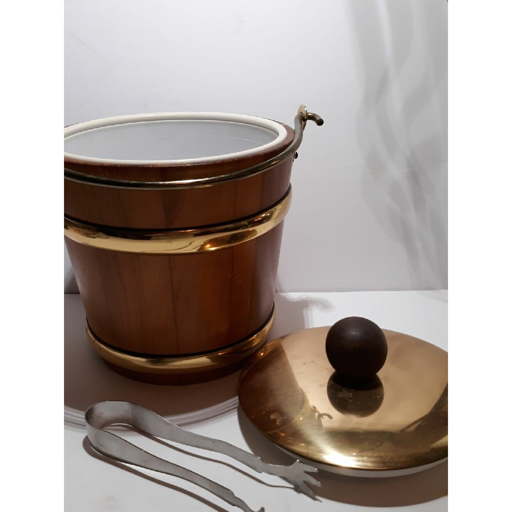 Vintage wooden ice bucket tiki bar man cave barware